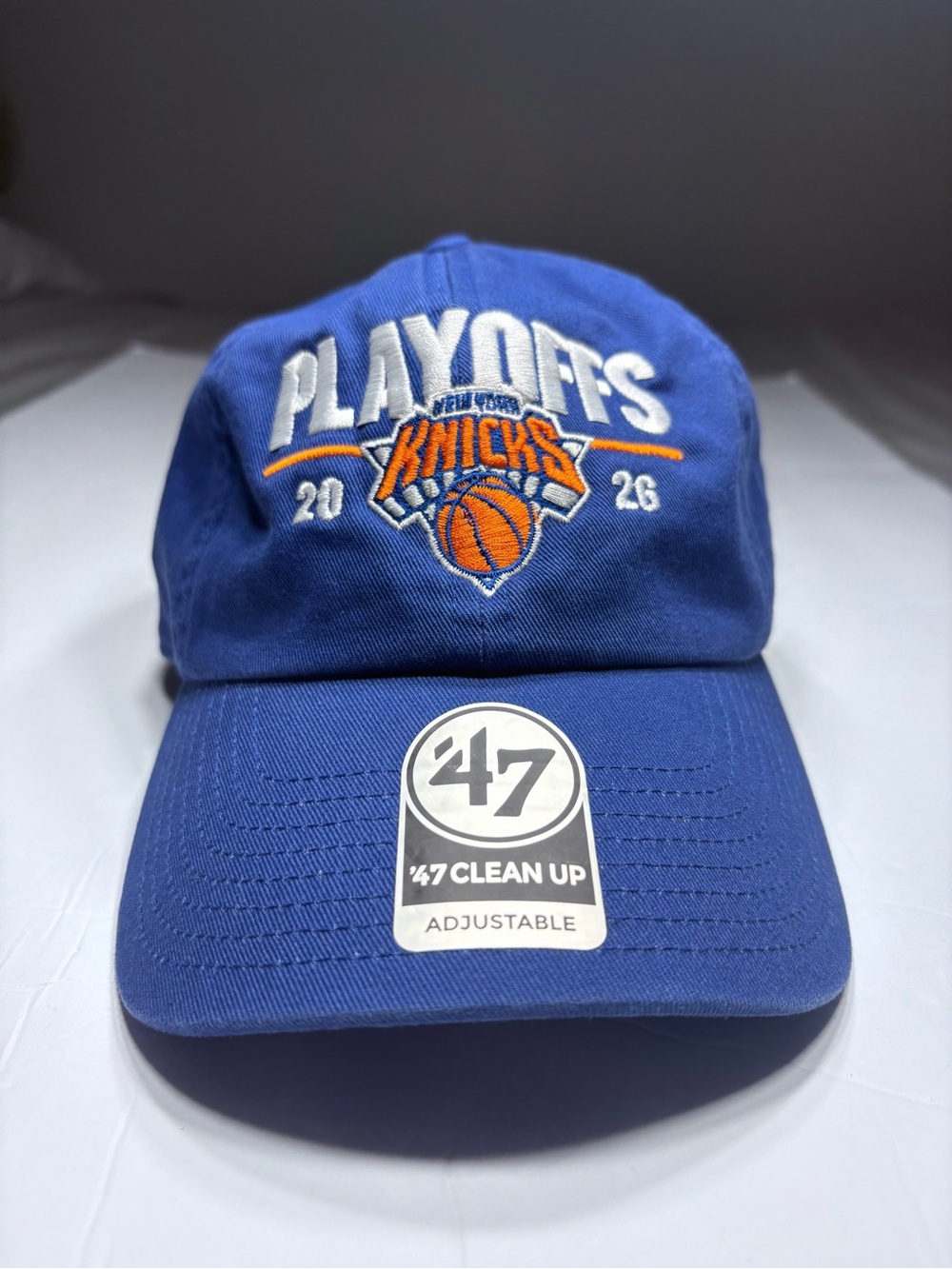 47 Royal Blue Knicks Playoffs Embroidered Cap with Orange Accents